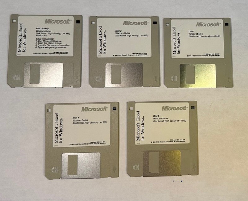 Microsoft Excel For Windows 3.5” Floppy Disc 1-5 1992 Version 4.0