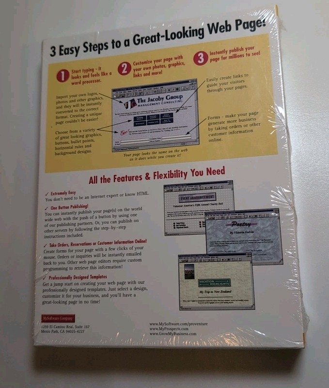 Vintage Sealed Win95 ProVenture WEB PAGE DESIGNER (CD-ROM) Software Big-Box New gallery