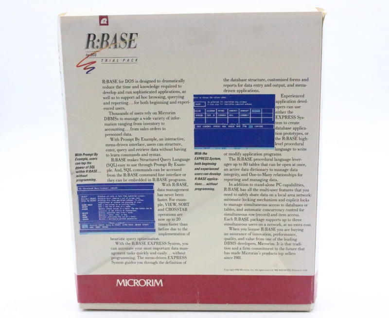 R:BASE for DOS R Base RBase Trial Pack V7 5.25" Disk Microrim RETAIL BOX Retro gallery