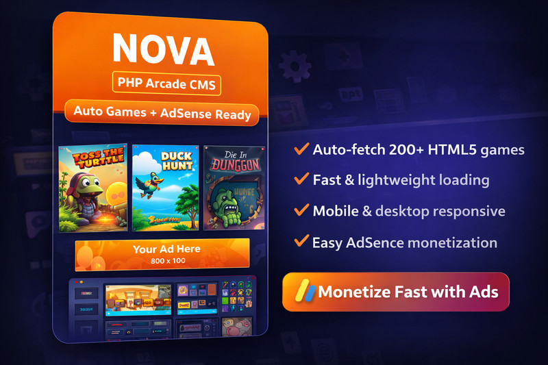 PHP Game Script 200+ HTML5 Games AdSense Ready Website CMS Fast Easy Setup