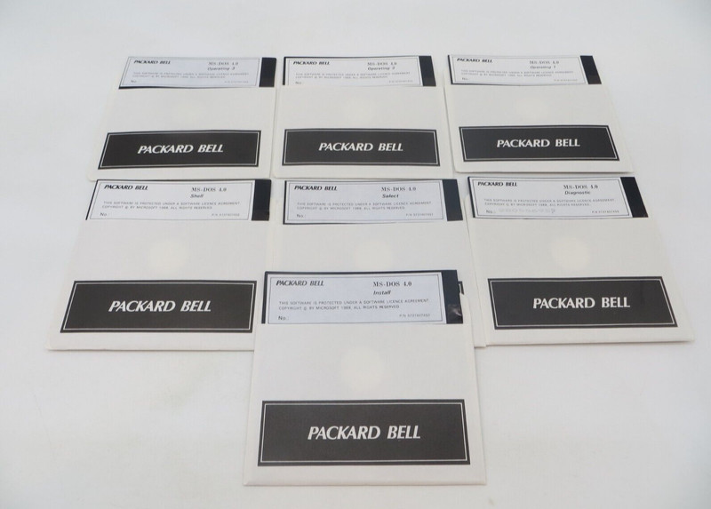 MS-DOS 4.0 5.25″ Floppy Disks Packard Bell Computer Program Discs vintage