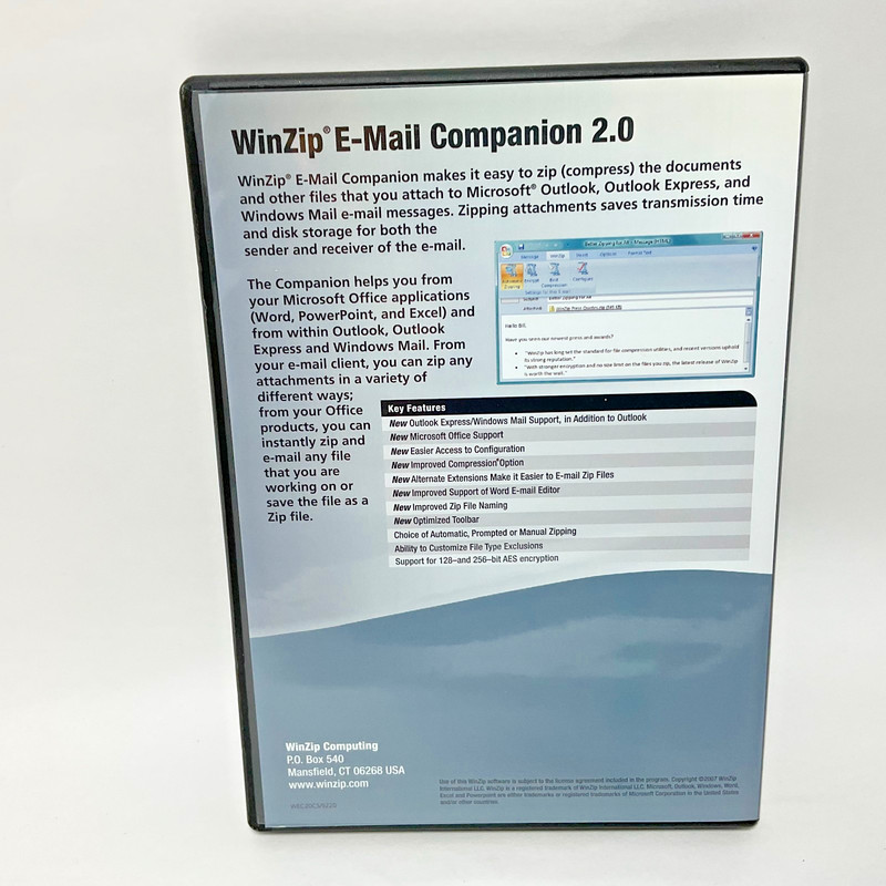 WinZip E-Mail Companion 2.0 PC Software – Vintage Email Attachment Tool gallery