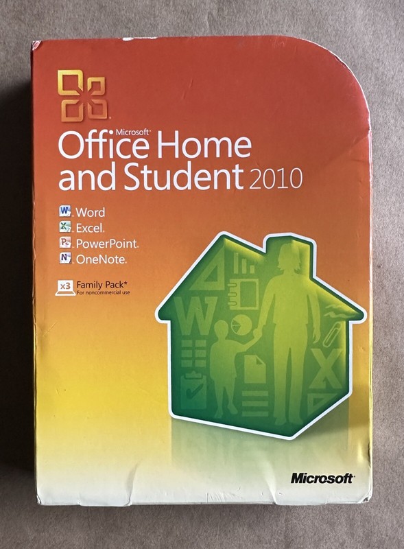 Microsoft Office 2010 Home and Student Family Pack Licensed For 3PCs=RETAIL BOX=