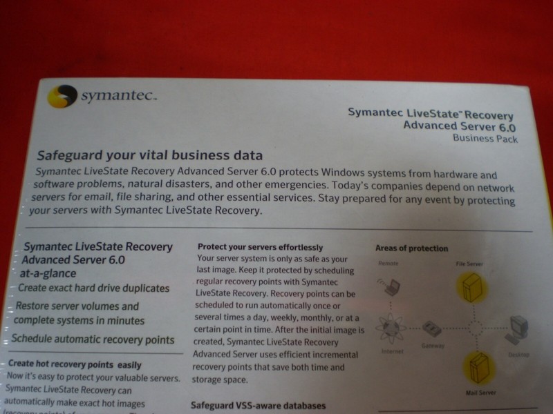 SYMANTEC BACKUP DATA RECOVERY SOFTWARE PC LIVESTATE ADVANCED SERVER V6 1 USER gallery