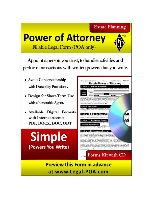 Simple Power of Attorney – Form & CD ( Legal Kit )