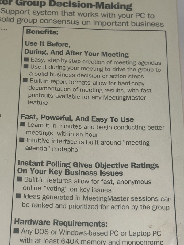 MeetingMaster For Pc-Assisted Meetings - Vintage Software 1993 gallery