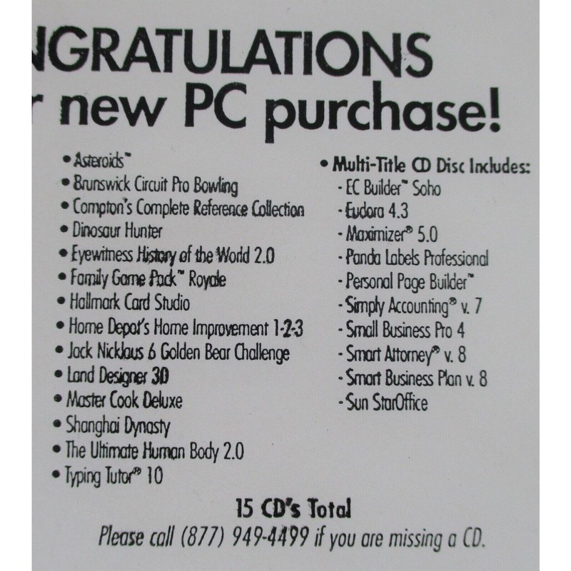 Vintage PC Software Pack Windows Games Info CD 15 different Software CDs 1999 gallery