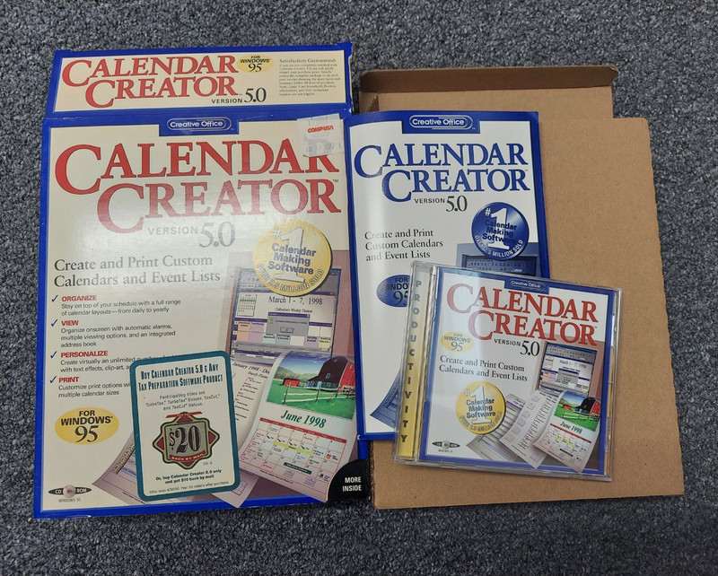 Vintage Creative Office Calendar Creator 5.0 Computer Software CD Collectible