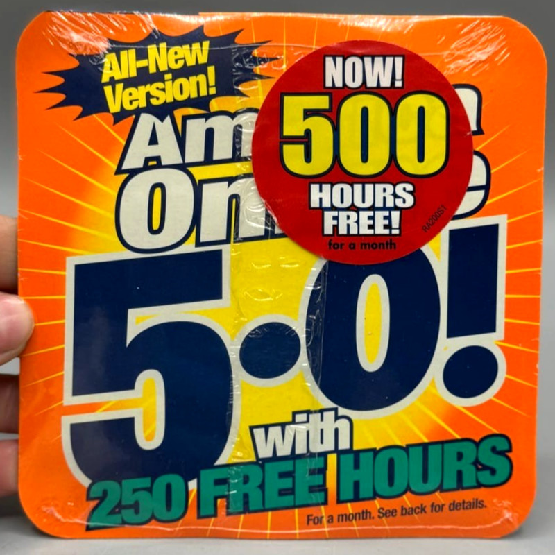 Vintage AOL 5.0 Trial CD New 500 Free Hours Windows 95/98 1999