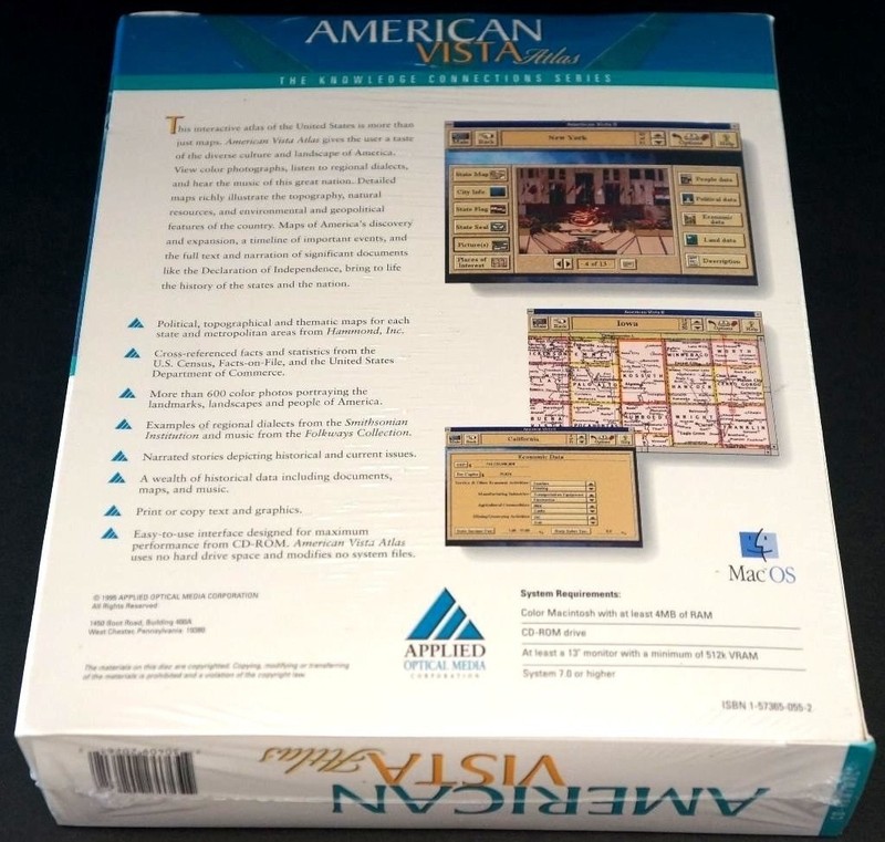 AMERICAN VISTA ATLAS Vintage 1995 Macintosh Apple MAC Rare NEW Factory Sealed gallery