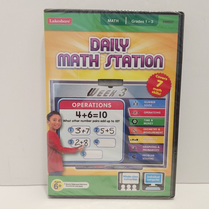 Lakeshore – Daily Math Station – Math Grades 1-3 (PC CD Rom) NEW SEALED FREE S/H