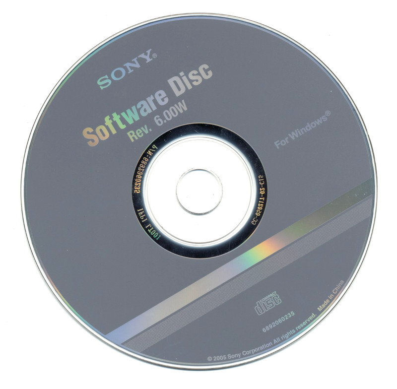 Sony Software Disc CD Rev. 6.00W for DRU-800A and DRU-800UL DVD drives 2005