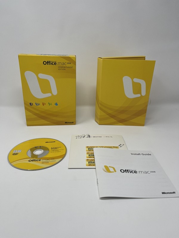 Microsoft Office Mac 2008 Home & Student Full Retail 3 users 2 KEYS GZA00006