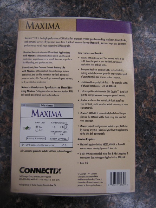 1994 MAXIMA Memory Accelerator MAC / Power Macintosh 3.5" Disk Manual CIB -MX40 gallery