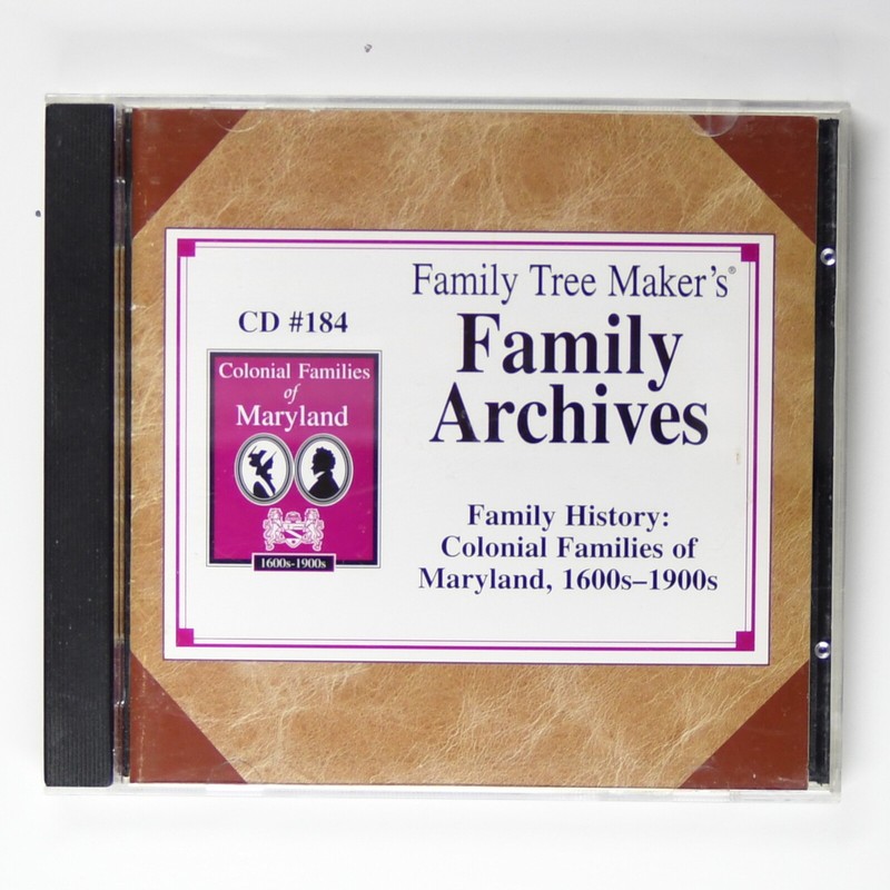 Broderbund Family Tree Maker CD # 184 Maryland Family Histories 1600s-1900s