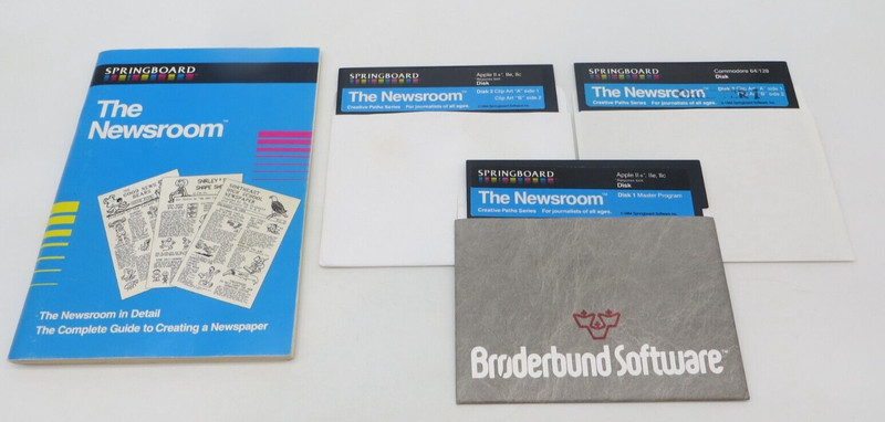 THE NEWSROOM 5.25″ Floppy Disks for APPLE II + IIe IIc & Commodore 64/128