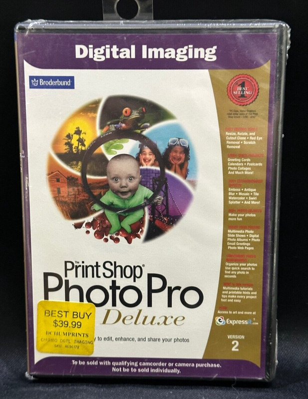 NEW Print Shop Photo Pro Deluxe (PC CD-ROM, 2000) Digital Imaging SEALED Ver. 2