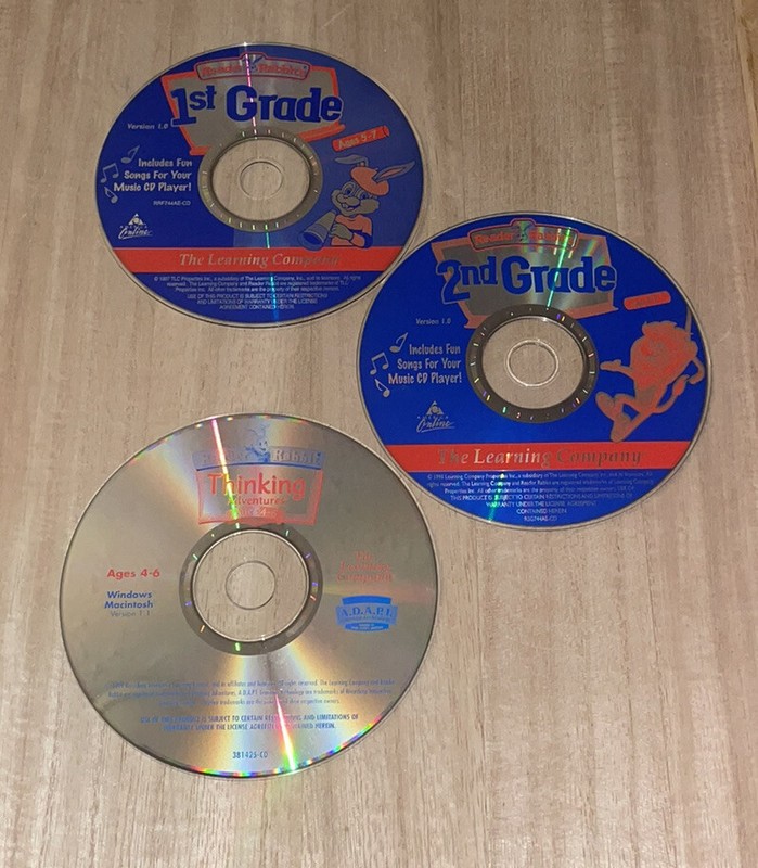 Reader Rabbit 1st Grade, 2nd Grade, Thinking Adventures CD Lot the Learning Comp