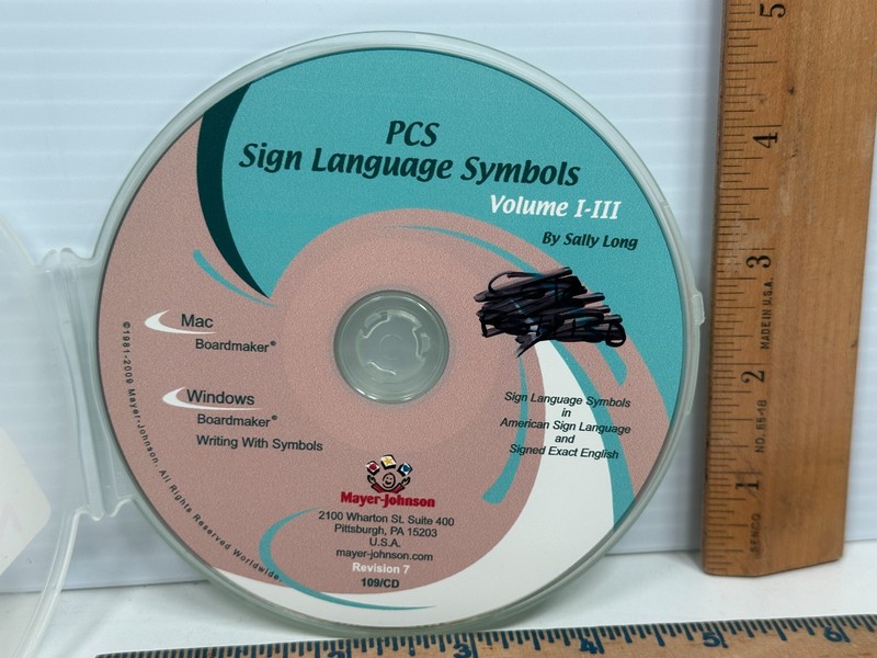 PCS Sign Language Symbols Vol 1 2 3 Writing Boardmaker Disc ONLY Mayer-Johnson