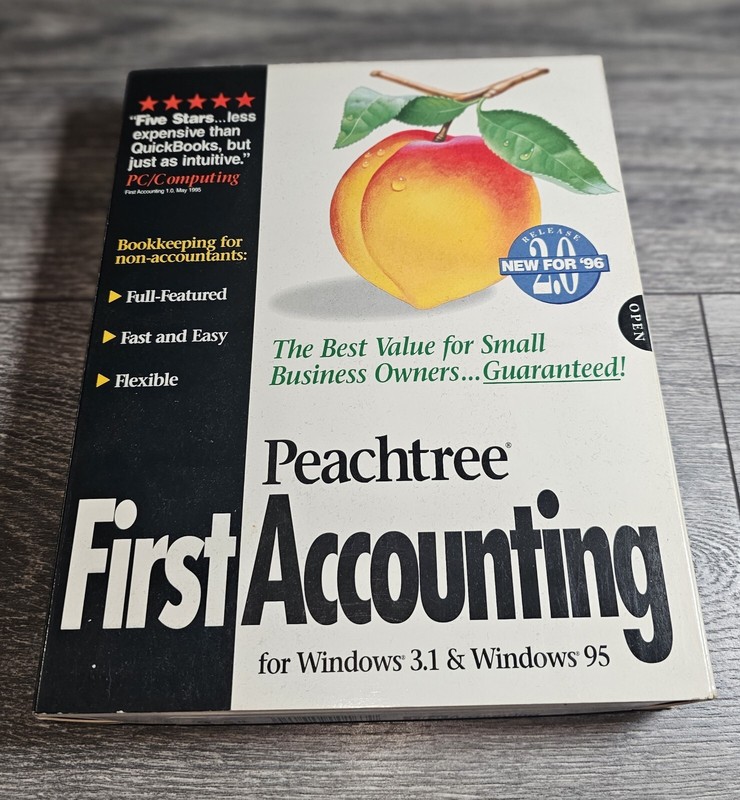 Peachtree First Accounting Windows 3.1 & Windows 95 PC 3.5 Diskettes New Open Bx
