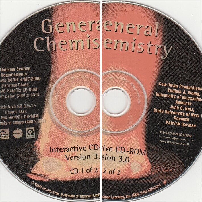 General Chemistry Ver.3 by Brooks/Cole for Win 98/Me/NT/00 & Mac 2003 ~ CD-ROM