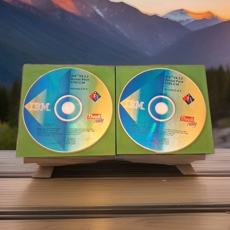 IBM AIX V4.3.2 Bonus Pack 5765-C34 • UNIX Software • 2-CD Set Vol 1 & 2 gallery