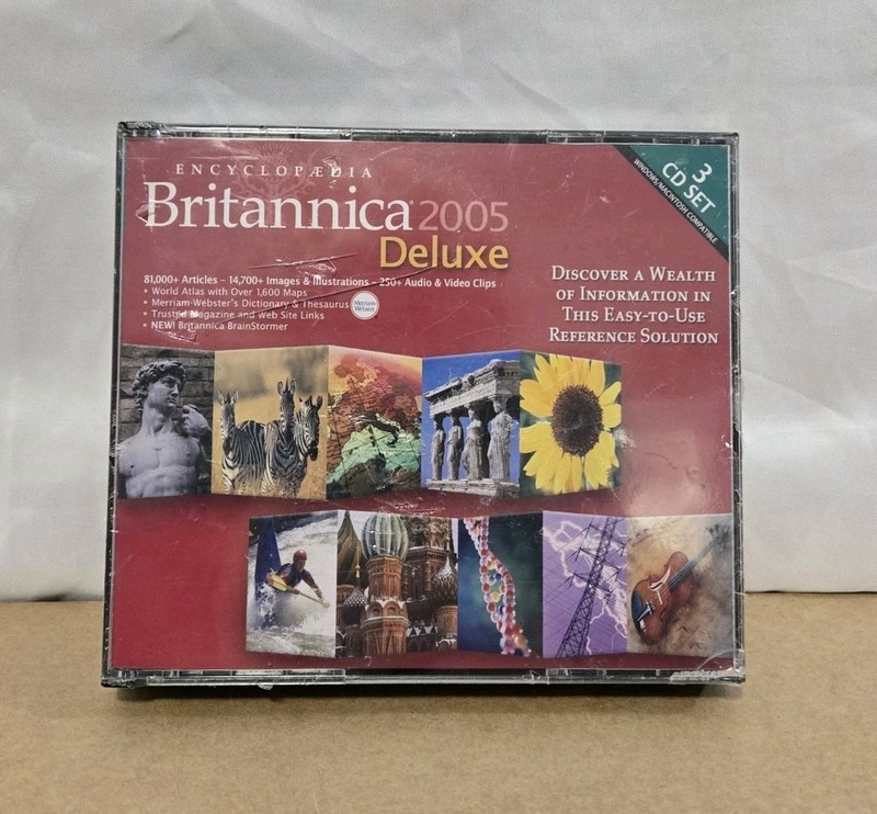 Encyclopedia Britannica 2005 Deluxe CD-ROM Multimedia Software 3-CD Set – Sealed