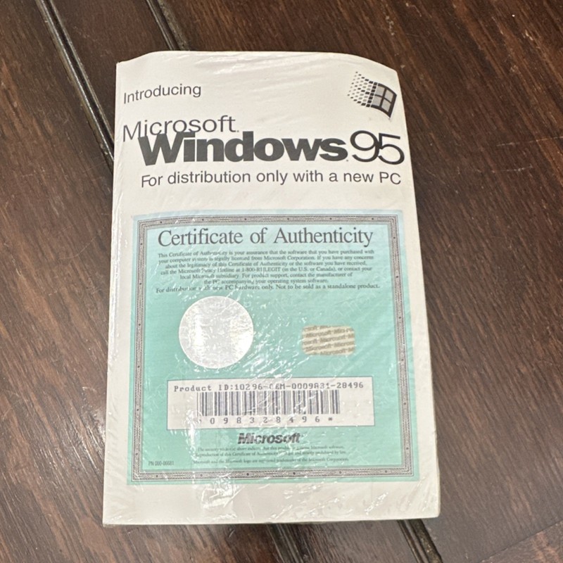 NEW – SEALED Microsoft Windows 95 Operating System Floppy 3.5″ w/COA & Disks