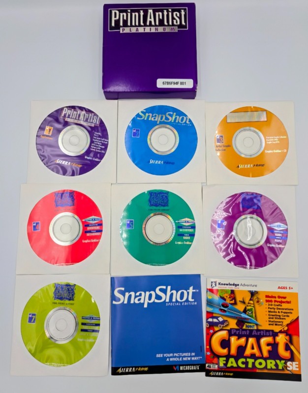 PRINT ARTIST Platinum Sierra SNAPSHOT PC WIN 95 7-CD-ROMS Software & Instruction