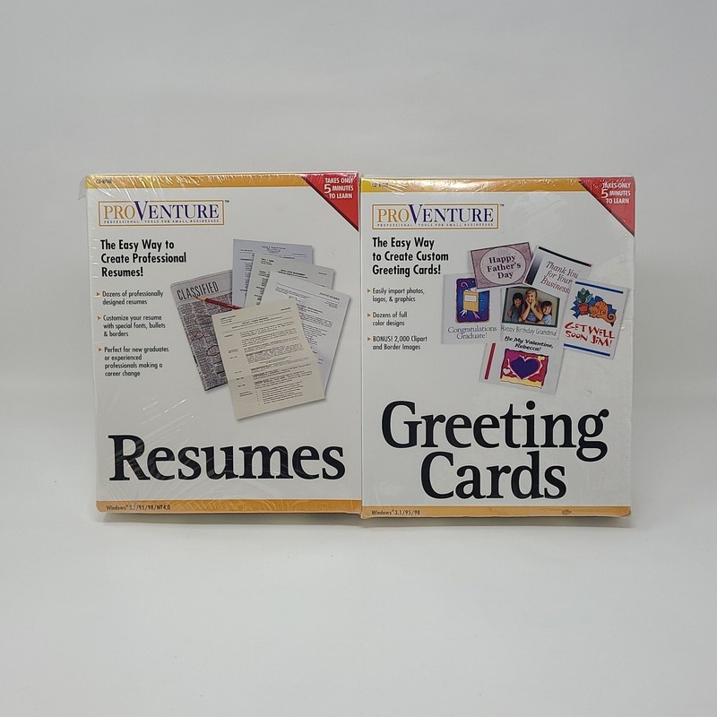 Pro Venture CD-Rom Set Greeting Cards Resumes Mail List Set of 4 New and Sealed gallery
