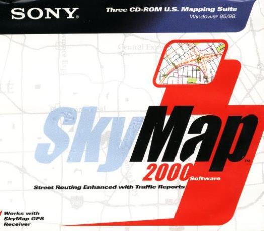 SkyMap 2000 PC CD street routing program GPS support, travel tool locations maps