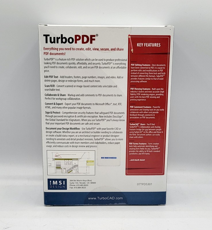 TurboPDF Create/Edit/View/Secure/Share PDFs NEW, SEALED Retail Box gallery