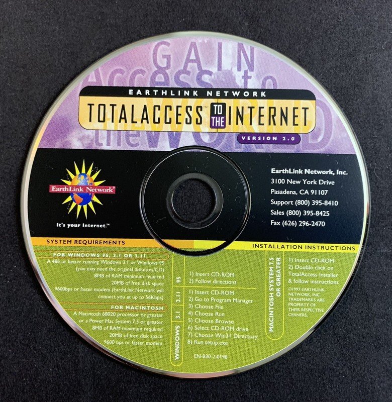 EarthLink Network Total Access to the Internet Version 2.0 CD-ROM (1997)