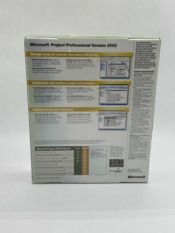 Microsoft Project Professional 2002 NEW SEALED with Permanent License gallery
