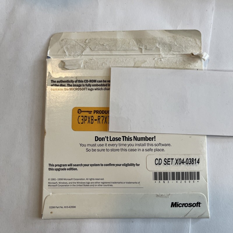 Windows 98 Upgrade CD w/ Product Code gallery
