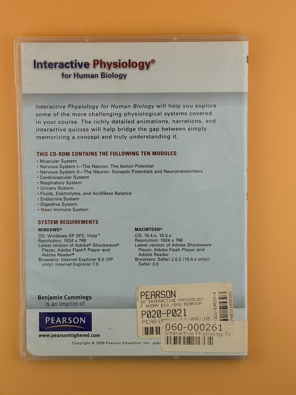 Pearson Interactive Physiology Human Biology DVD-ROM PC Mac 2008 Educational gallery