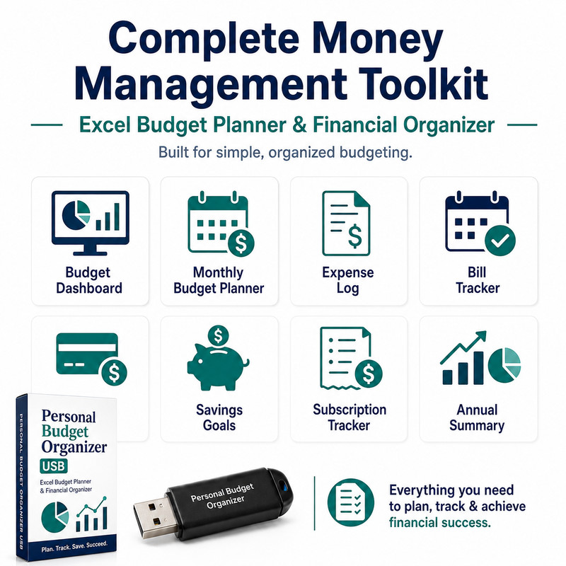 Personal Finance Budget Planner USB Excel Spreadsheet Debt Bill Expense Tracker gallery