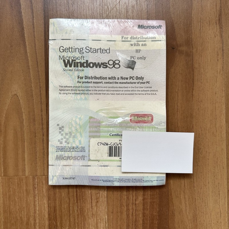 Microsoft Windows 98 Second Edition New Sealed CD w/ COA Product Key