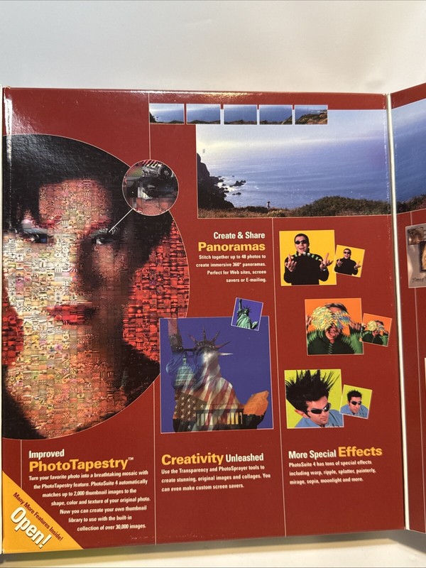 NEW SEALED BIG BOX Vintage MGI PhotoSuite Software 4.0 Windows 95/98/me/NT/2000 gallery