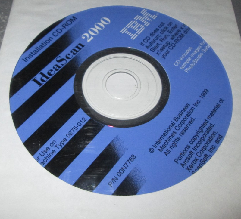Idea Scan 2000 IBM Xerox Installation CD-Rom Disc for Scanner 0275-012