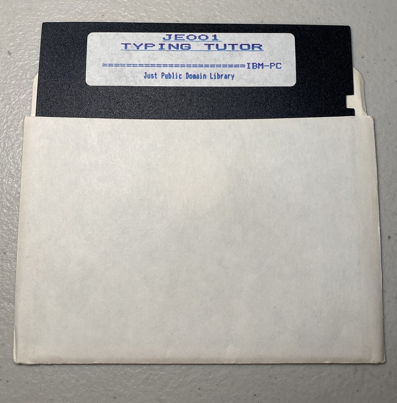 Vintage JE001 Typing Tutor IBM-PC Just Public Domain Library 5.25”