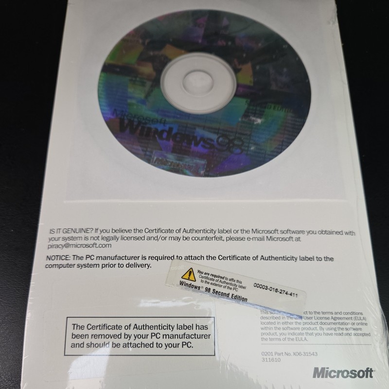 MICROSOFT WINDOWS 98 SE SECOND EDITION FULL OPERATING SYSTEM MS WIN 98SE =NEW= gallery