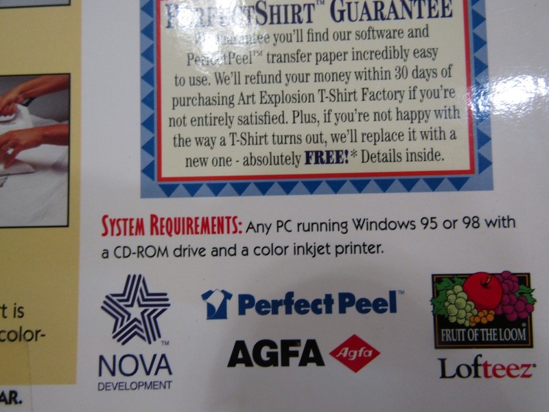 Art Explosion T-shirt Factory Vtg PC Software for Windows 95 or 98 w/Shirt New! gallery