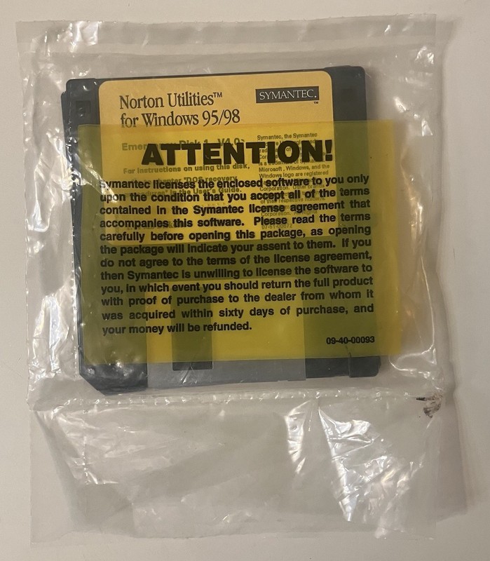 Sealed Norton Utilities v4.0 Complete 2-Disk Set (Windows 95/98, 1998) NOS PC