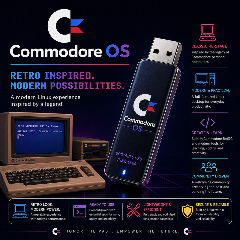 Commodore OS USB | Bootable LIVE + Install | The Ultimate Gaming Linux OS | NEW