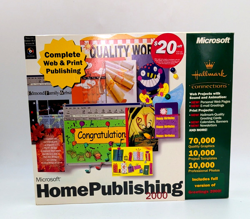 Microsoft Home Publishing 2000 Graphics Studio Hallmark Connections 3 CD-ROM