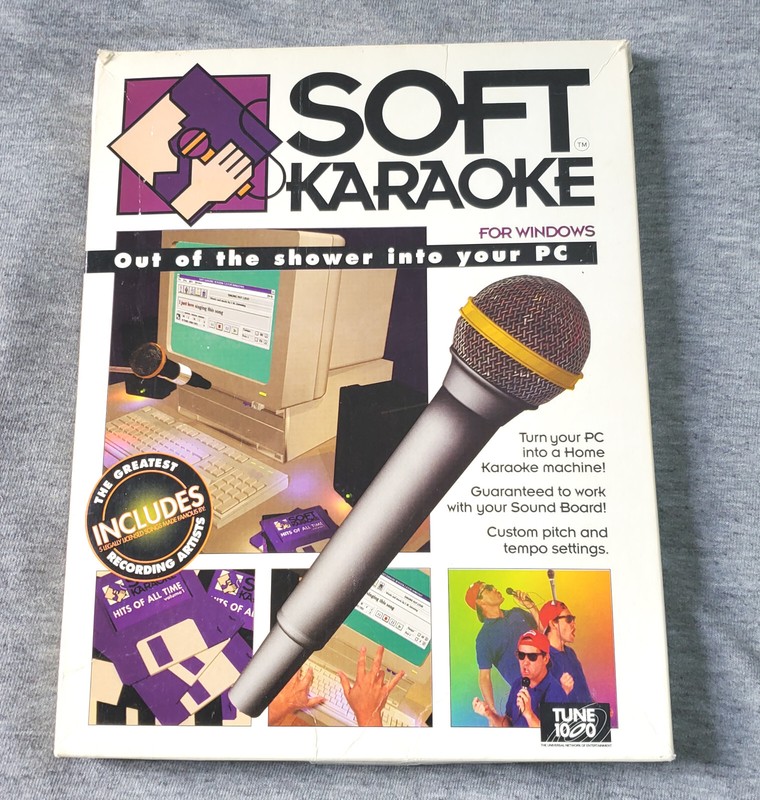 Vintage 1993 big box PC software – SOFT KARAOKE – complete retro MIDI programTun