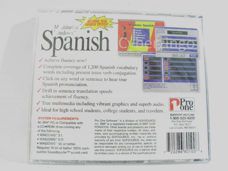 Multimedia Windows Spanish Learn To Speak Spanish CD-ROM 1990s Vintage NEW gallery