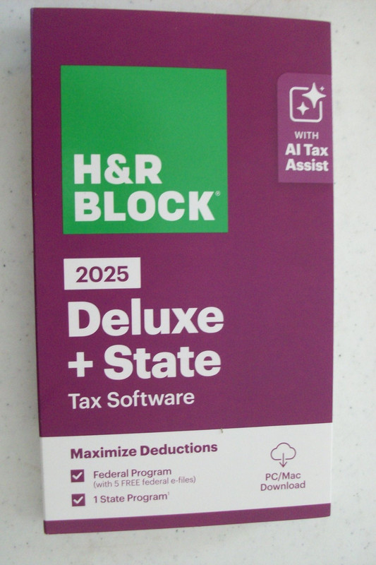 “H&R Block 2025 DELUXE & STATE Tax Software” AI Assist PC / Free Shipping