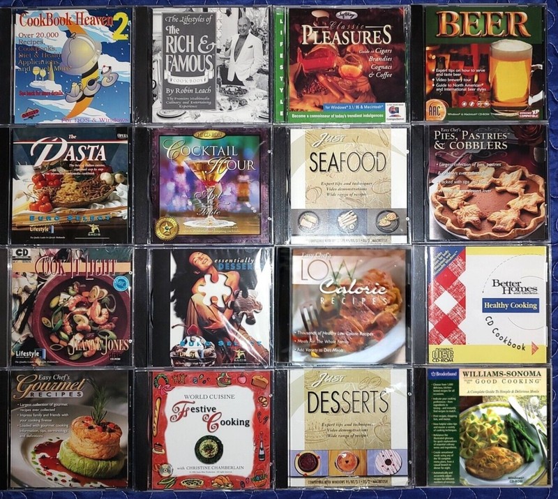 16 Cookbook CDs LOT1 – PC Software CLEARANCE- NEW in Jewel Cases